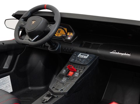 Lamborghini Aventador SV na akumulator dla 2 dzieci Czerwony + Silnik bezszczotkowy + Pompowane koła + Audio LED Lamborghini Aventador SV na akumulator dla 2 dzieci Czerwony + Silnik bezszczotkowy + Pompowane koła + Audio LED