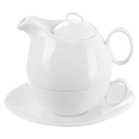 Dzbanek z filiżanką do herbaty porcelanowy biały MONA 3 el. Dzbanek z filiżanką do herbaty porcelanowy biały MONA 3 el.