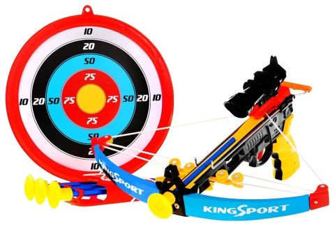 Mała Kusza dla dzieci 6+ Zestaw sportowy 7 el. + Tarcza + 4 bełty + Kołczan + Celownik laserowy Mała Kusza dla dzieci 6+ Zestaw sportowy 7 el. + Tarcza + 4 bełty + Kołczan + Celownik laserowy