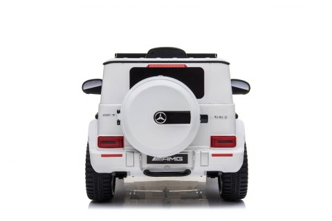 Mercedes AMG G63 dla dzieci Biały + Pilot + MP3 LED + Wolny Start + EVA + Pasy Mercedes AMG G63 dla dzieci Biały + Pilot + MP3 LED + Wolny Start + EVA + Pasy