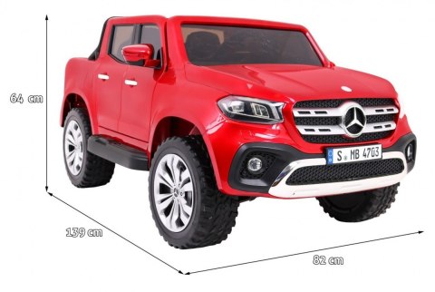 Mercedes Benz X-Class dla dzieci Lakier Czerwony + Pilot + Napęd 4x4 + MP4 + Bagażnik + EVA Mercedes Benz X-Class dla dzieci Lakier Czerwony + Pilot + Napęd 4x4 + MP4 + Bagażnik + EVA