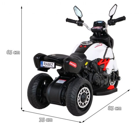 Motorek Fast Tourist na akumulator dla dzieci Biały + Audio + Światła + Ekoskóra Motorek Fast Tourist na akumulator dla dzieci Biały + Audio + Światła + Ekoskóra