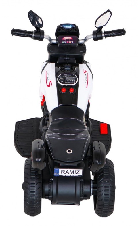 Motorek Fast Tourist na akumulator dla dzieci Biały + Audio + Światła + Ekoskóra Motorek Fast Tourist na akumulator dla dzieci Biały + Audio + Światła + Ekoskóra