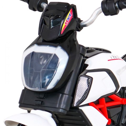 Motorek Fast Tourist na akumulator dla dzieci Biały + Audio + Światła + Ekoskóra Motorek Fast Tourist na akumulator dla dzieci Biały + Audio + Światła + Ekoskóra
