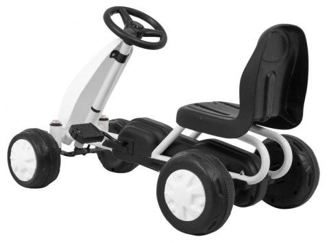 Pierwszy Gokart na pedały dla najmłodszych Biały + Napęd łańcuchowy + Koła z gumą Pierwszy Gokart na pedały dla najmłodszych Biały + Napęd łańcuchowy + Koła z gumą