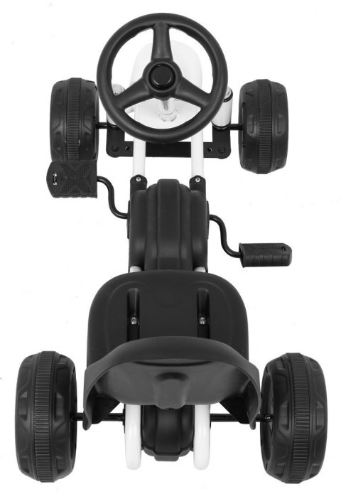 Pierwszy Gokart na pedały dla najmłodszych Biały + Napęd łańcuchowy + Koła z gumą Pierwszy Gokart na pedały dla najmłodszych Biały + Napęd łańcuchowy + Koła z gumą