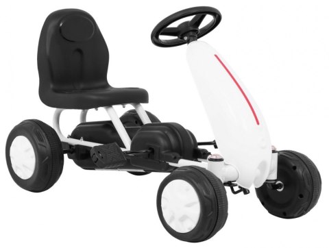 Pierwszy Gokart na pedały dla najmłodszych Biały + Napęd łańcuchowy + Koła z gumą Pierwszy Gokart na pedały dla najmłodszych Biały + Napęd łańcuchowy + Koła z gumą