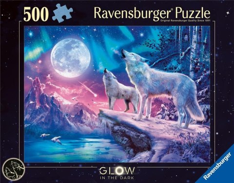 Puzzle 500 świecące - Wilk w zorzy polarnej Puzzle 500 świecące - Wilk w zorzy polarnej