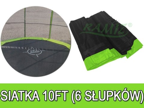 Siatka ochronna SkyRamiz Zielony do trampoliny ogrodowej 305cm/10FT 6 tuneli na słupki Siatka ochronna SkyRamiz Zielony do trampoliny ogrodowej 305cm/10FT 6 tuneli na słupki