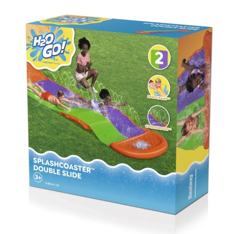 Ślizg wodny SplashCoaster dla 2 dzieci 3+ BESTWAY Tor 488cm + Spryskiwacze + Rampa Ślizg wodny SplashCoaster dla 2 dzieci 3+ BESTWAY Tor 488cm + Spryskiwacze + Rampa