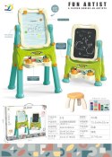 Tablica 2w1 magnetyczno-kredowa dla dzieci 3+ Akcesoria + Regulacja wysokości + Taboret + Półka + Pisaki Kreda Tablica 2w1 magnetyczno-kredowa dla dzieci 3+ Akcesoria + Regulacja wysokości + Taboret + Półka + Pisaki Kreda