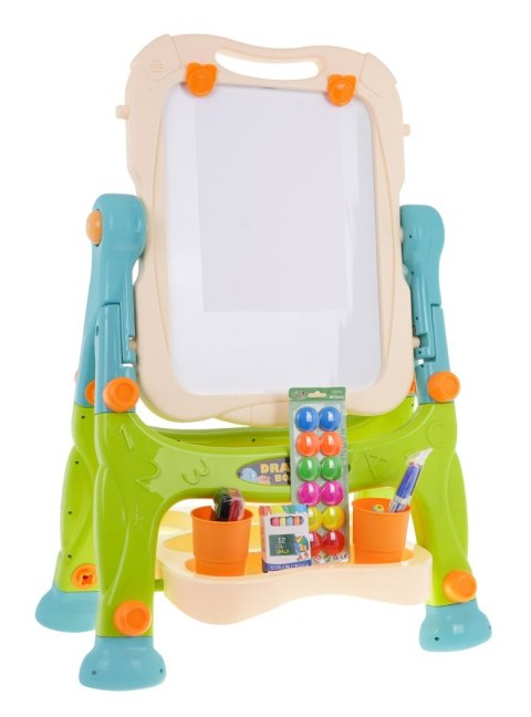 Tablica 2w1 magnetyczno-kredowa dla dzieci 3+ Akcesoria + Regulacja wysokości + Taboret + Półka + Pisaki Kreda Tablica 2w1 magnetyczno-kredowa dla dzieci 3+ Akcesoria + Regulacja wysokości + Taboret + Półka + Pisaki Kreda