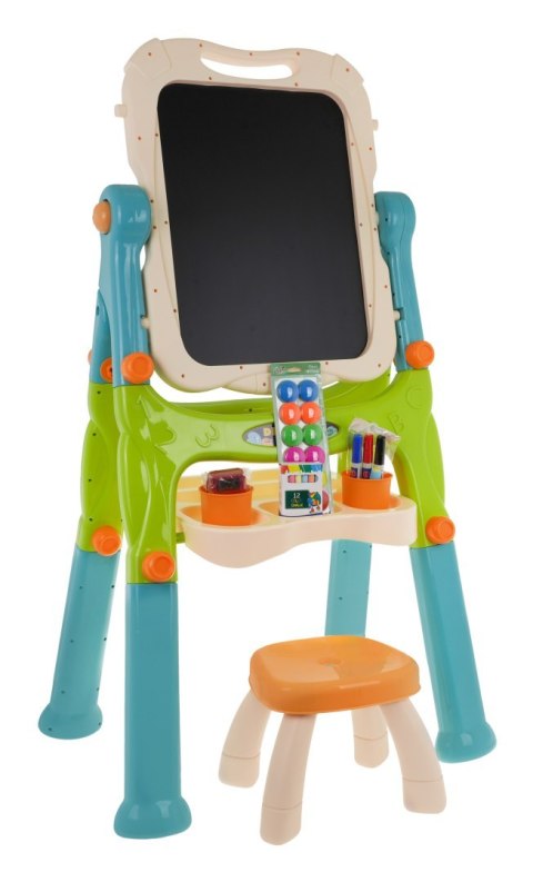Tablica 2w1 magnetyczno-kredowa dla dzieci 3+ Akcesoria + Regulacja wysokości + Taboret + Półka + Pisaki Kreda Tablica 2w1 magnetyczno-kredowa dla dzieci 3+ Akcesoria + Regulacja wysokości + Taboret + Półka + Pisaki Kreda