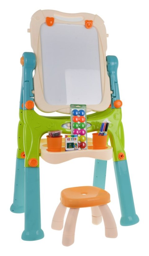 Tablica 2w1 magnetyczno-kredowa dla dzieci 3+ Akcesoria + Regulacja wysokości + Taboret + Półka + Pisaki Kreda Tablica 2w1 magnetyczno-kredowa dla dzieci 3+ Akcesoria + Regulacja wysokości + Taboret + Półka + Pisaki Kreda