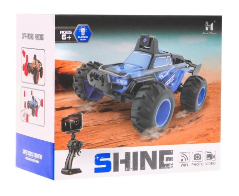 Zdalnie sterowane Autko terenowe SHINE z Kamerą Wi-Fi dla dzieci 6+ Pilot 2,4 GHz + Chwytak na telefon + 6 Kubków + Światła Zdalnie sterowane Autko terenowe SHINE z Kamerą Wi-Fi dla dzieci 6+ Pilot 2,4 GHz + Chwytak na telefon + 6 Kubków + Światła