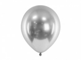 Balony lateksowe Glossy, Chrome, Srebrne, 30cm, 10 szt.