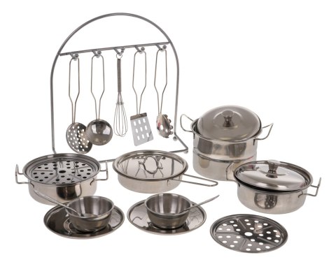 Zestaw metalowych Garnków dla dzieci 3+ Akcesoria 23 el. + Zastawa + Przybory kuchenne + Fartuszek kucharza Zestaw metalowych Garnków dla dzieci 3+ Akcesoria 23 el. + Zastawa + Przybory kuchenne + Fartuszek kucharza