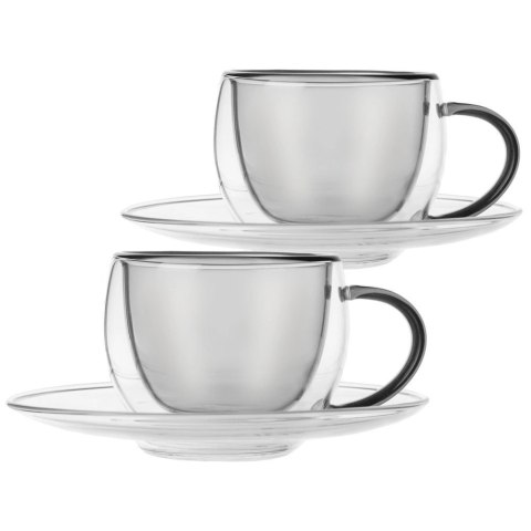 Filiżanki termiczne ze spodkiem z podwójną ścianką do kawy espresso DOUBLE 90 ml 2 szt. Filiżanki termiczne ze spodkiem z podwójną ścianką do kawy espresso DOUBLE 90 ml 2 szt.