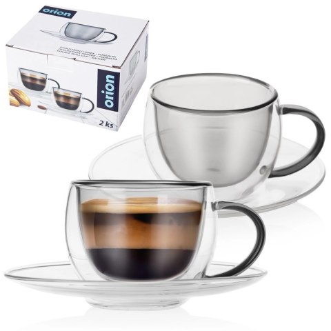 Filiżanki termiczne ze spodkiem z podwójną ścianką do kawy espresso DOUBLE 90 ml 2 szt. Filiżanki termiczne ze spodkiem z podwójną ścianką do kawy espresso DOUBLE 90 ml 2 szt.