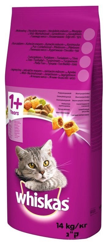 WHISKAS Karma Sucha Dla Kota 1+ Z Wołowiną 14kg WHISKAS Karma Sucha Dla Kota 1+ Z Wołowiną 14kg