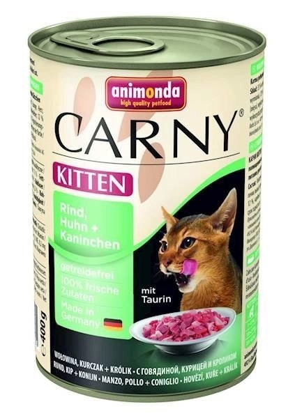 Animonda Cat Carny Kitten Wołowina, Kurczak + Królik 400g Animonda Cat Carny Kitten Wołowina, Kurczak + Królik 400g