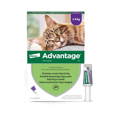 Bayer Advantage Roztwór Do Nakrapiania Dla Kotów 4x0,8ml Bayer Advantage Roztwór Do Nakrapiania Dla Kotów 4x0,8ml