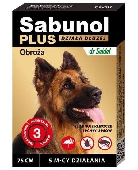 Laboratorium DermaPharm Sabunol Plus Obroża Przeciw Pchłom I Kleszczom Dla Psa 75cm Laboratorium DermaPharm Sabunol Plus Obroża Przeciw Pchłom I Kleszczom Dla Psa 75cm