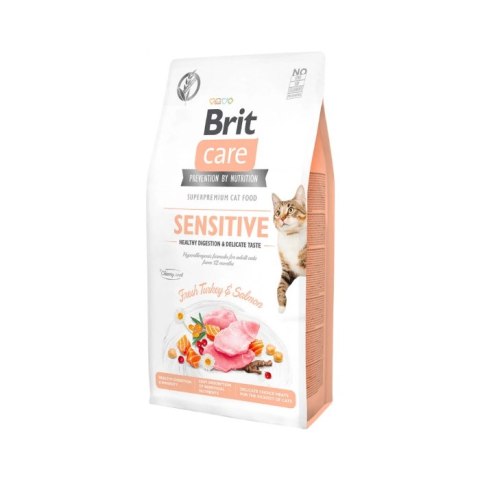 Brit Care Cat Grain-Free Sensitive Healthy Digestion & Delicate Taste Z Indykiem I Łososiem 7kg Brit Care Cat Grain-Free Sensitive Healthy Digestion & Delicate Taste Z Indykiem I Łososiem 7kg