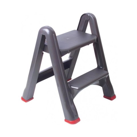 Curver Drabinka Taboret Składany Grafitowo-Czerwony 63 cm Curver Drabinka Taboret Składany Grafitowo-Czerwony 63 cm