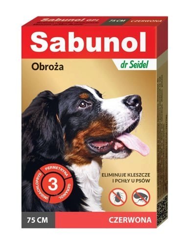 Laboratorium DermaPharm Sabunol Czerwona Obroża Przeciw Pchłom I Kleszczom Dla Psa 75cm Laboratorium DermaPharm Sabunol Czerwona Obroża Przeciw Pchłom I Kleszczom Dla Psa 75cm