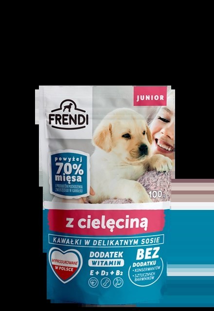 Frendi- Junior, Kawałki w delikatnym sosie z cielęciną 100g Frendi- Junior, Kawałki w delikatnym sosie z cielęciną 100g