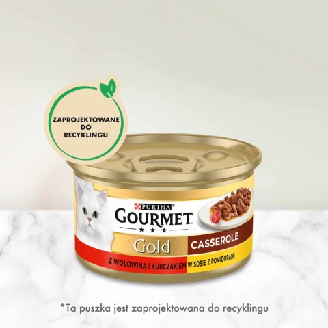 Purina Gourmet Gold z wołowiną i kurczakiem w sosie z pomidorami 85g Purina Gourmet Gold z wołowiną i kurczakiem w sosie z pomidorami 85g