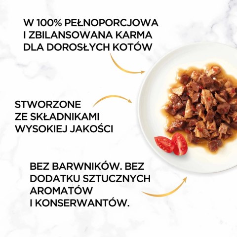 Purina Gourmet Gold z wołowiną i kurczakiem w sosie z pomidorami 85g Purina Gourmet Gold z wołowiną i kurczakiem w sosie z pomidorami 85g