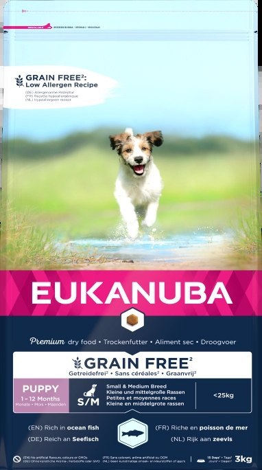 Eukanuba Puppy&Junior Small/Medium Grain Free Łosoś 3kg Eukanuba Puppy&Junior Small/Medium Grain Free Łosoś 3kg