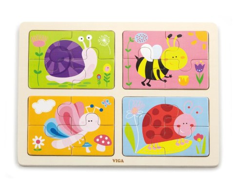 Viga 50189 Puzzle na podkładce 4w1 - owady Viga 50189 Puzzle na podkładce 4w1 - owady