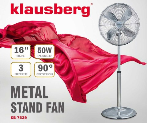 WENTYLATOR STOJĄCY PODŁOGOWY 40CM 50W METALOWY KLAUSBERG KB-7539 WENTYLATOR STOJĄCY PODŁOGOWY 40CM 50W METALOWY KLAUSBERG KB-7539