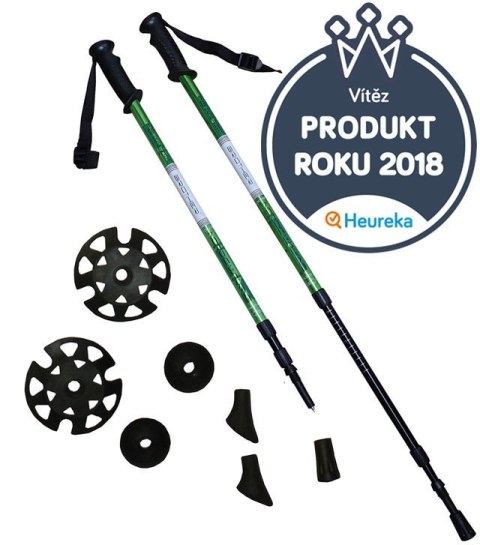 Kije Trekkingowe Regulowane ACRA 65 - 135 cm Zielone Kije Trekkingowe Regulowane ACRA 65 - 135 cm Zielone