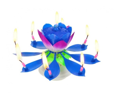 Świeczka grająco-tańcząca, 'Happy Birthday', z fontanną, niebieska, 11,5 cm Świeczka grająco-tańcząca, 'Happy Birthday', z fontanną, niebieska, 11,5 cm