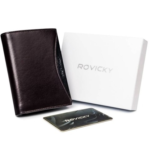 Bogato wyposażony portfel męski z naturalnej skóry licowej RFID - Rovicky Bogato wyposażony portfel męski z naturalnej skóry licowej RFID - Rovicky